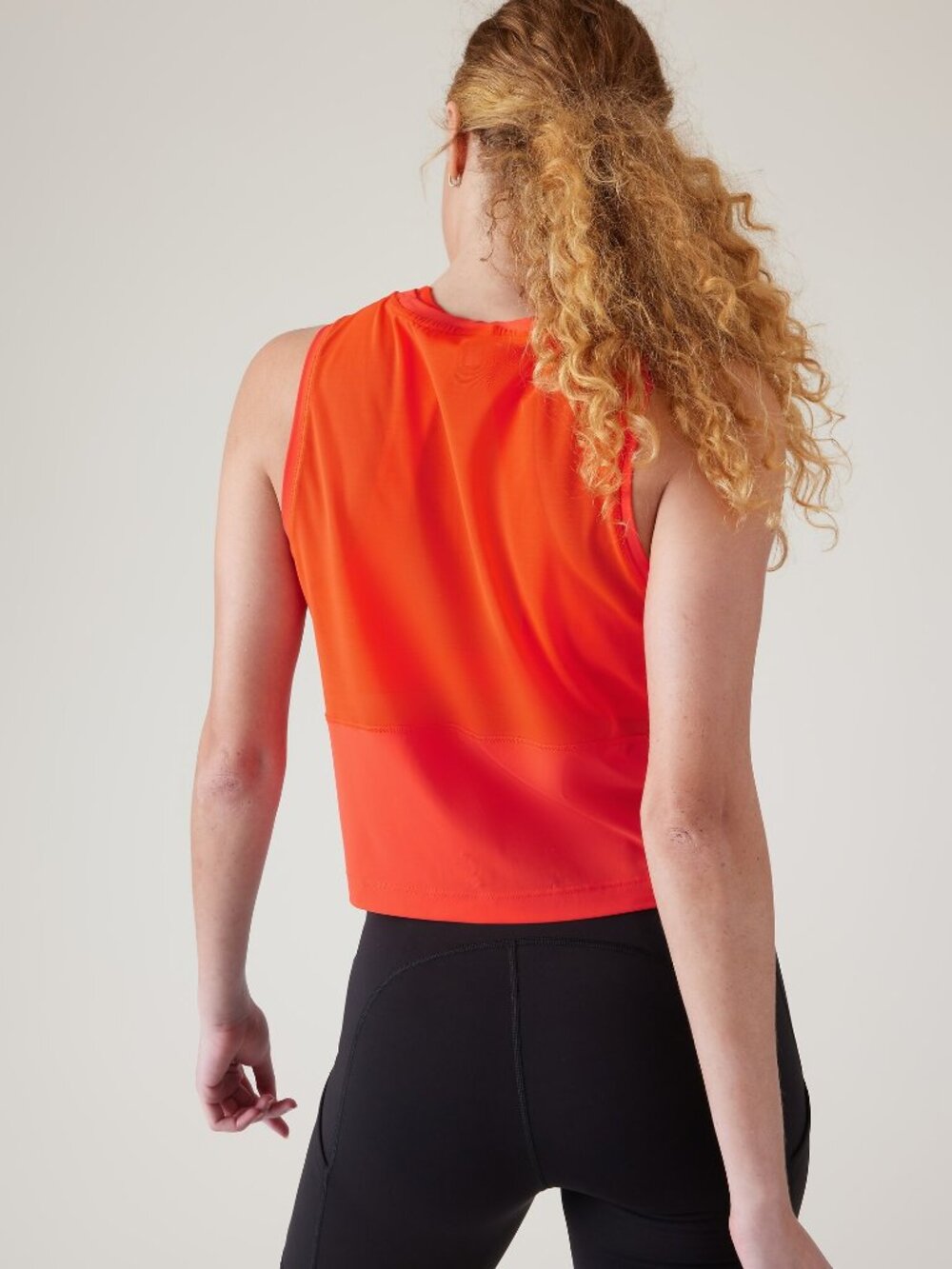 Athleta Orange High Neck Ultimate Muscle Tank Mesh Back Athletic Top Size Small